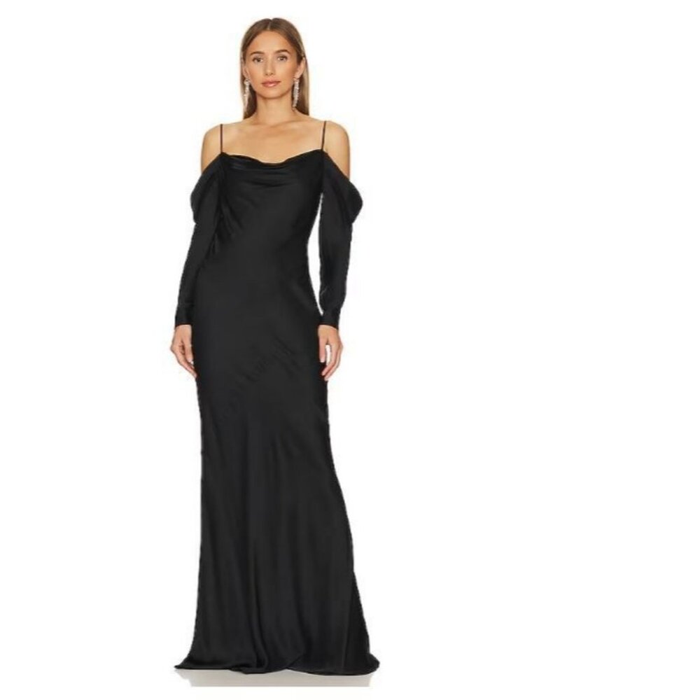 L'AGENCE Juniper Cold Shoulder Maxi Dress Black Size 12